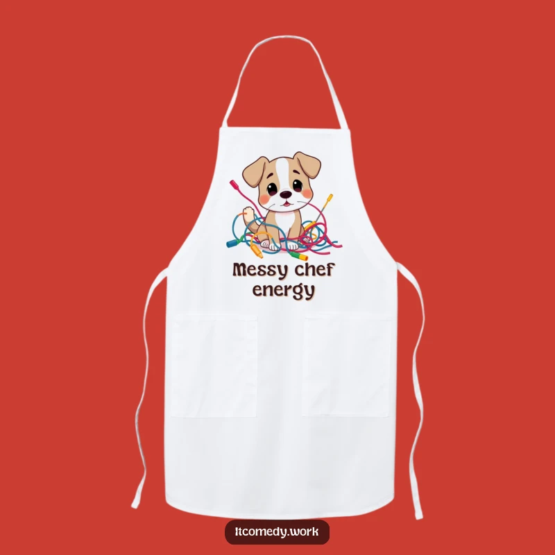 Funny Dog Tech Mess Apron: Tackle Tech Troubles with Humor!