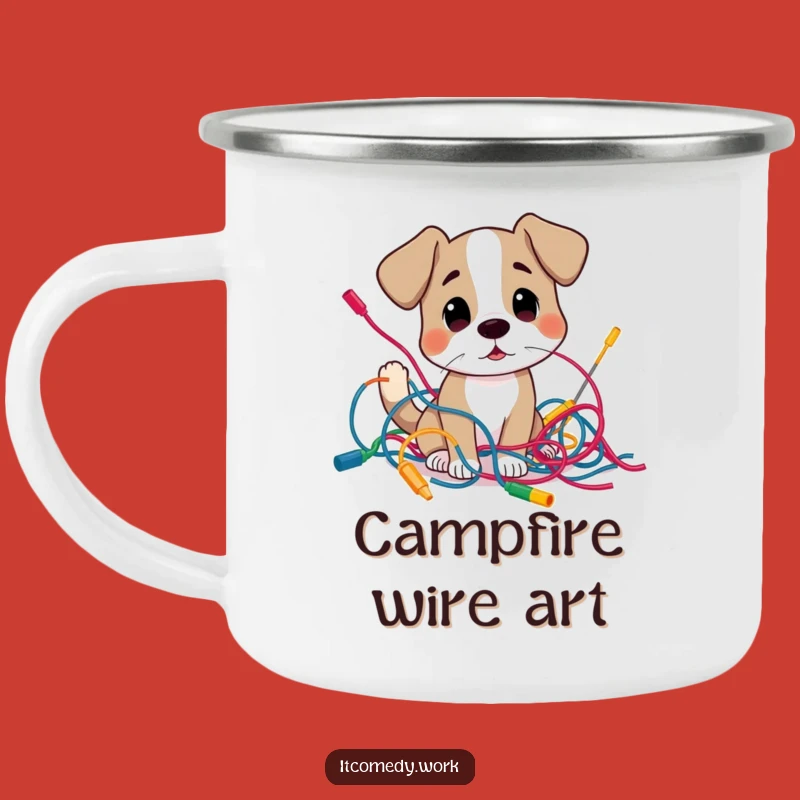 Funny Dog Tech Mess Camping Mug: Fuel Your Adventures with Humor!
