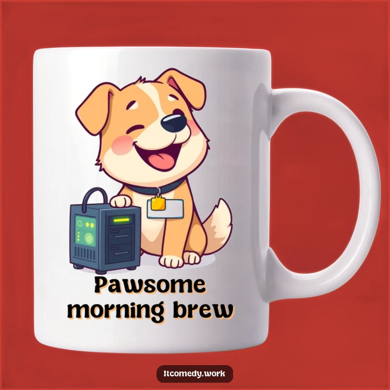 Funny Dog Tech Support Mug - Happy IT Helper Gift for Computer Nerds