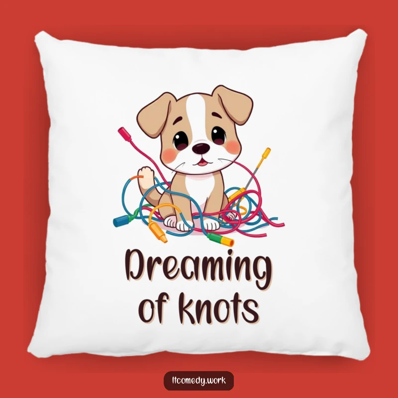 Funny Dog Tech Mess Pillow: Cozy Up with Wirey Humor!