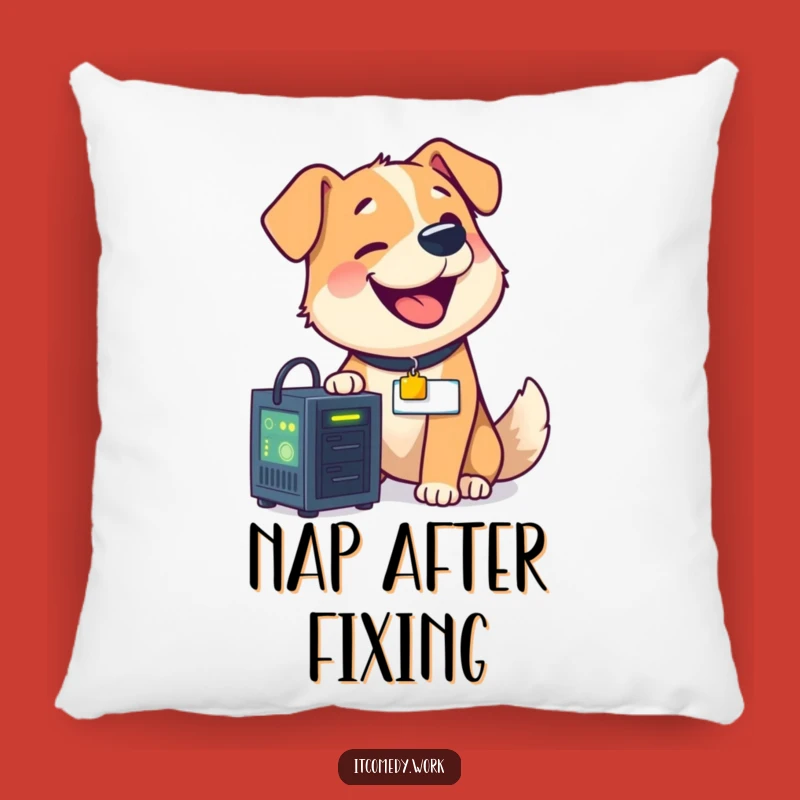 Cozy Funny Dog IT Pillow - Comforting Humor for Tech Lovers