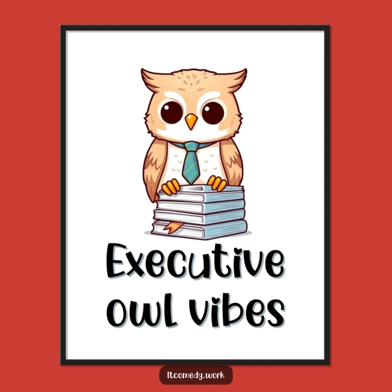 Funny Owl Organizer Digital Art Print: Instant Office Chic, a downloadable funny gift.