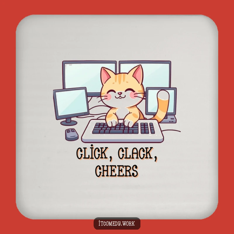 Funny Cat Coder Coaster: Protect Surfaces with Playful Humor!