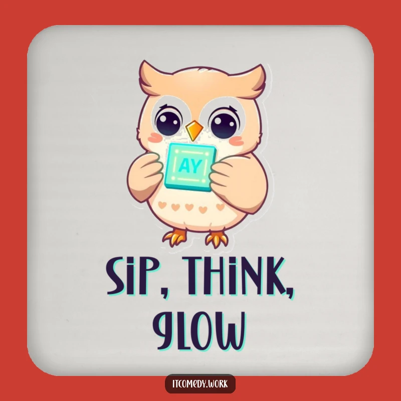 Funny Owl Tech Coaster: Protect Surfaces with Smart Humor!