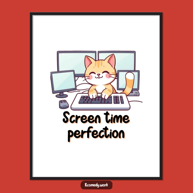 Funny Cat Coder Poster: Decorate with Playful Tech Humor!