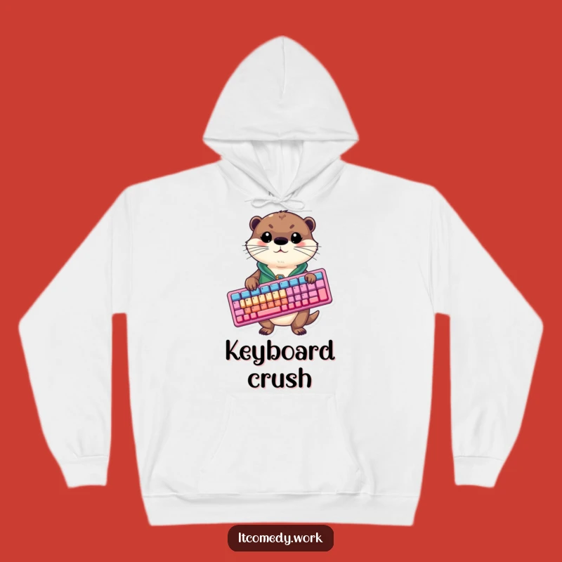 Cozy Funny Otter Keyboard Hoodie - Warm and Humorous Tech Enthusiast Gift