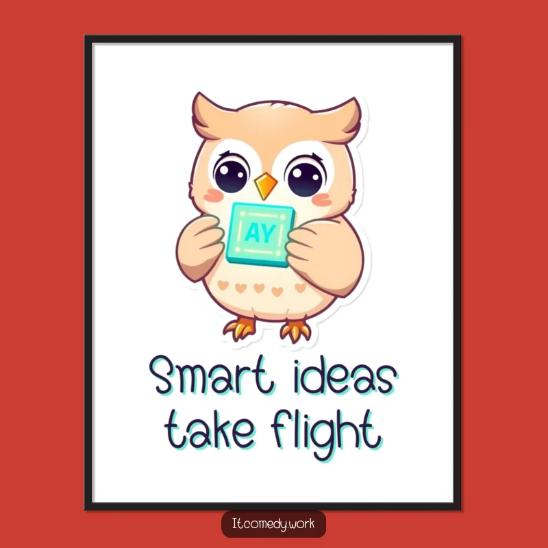 Free Printable Wall Art: Wise Owl Tech Hub - Funny Downloadable Decor