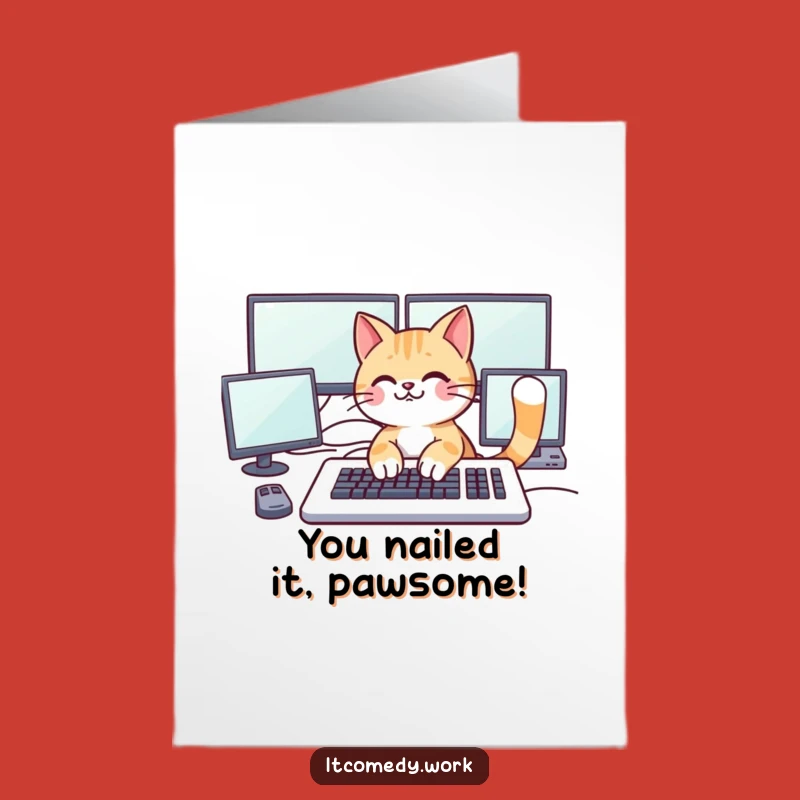Free Printable Congrats Card: Cat Cracks the Code - Funny Downloadable Gift