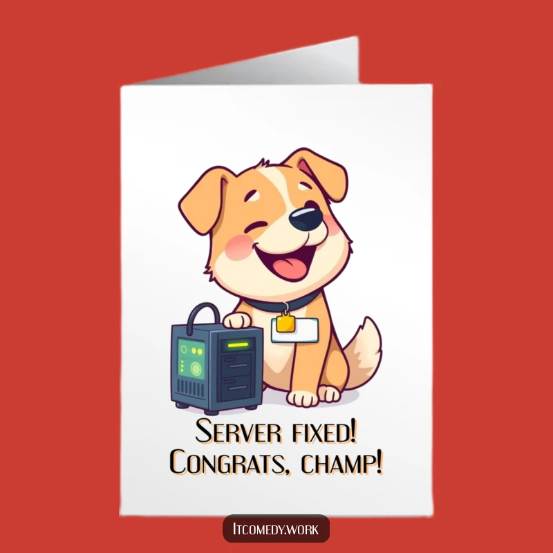 Free Printable Server Dog Congratulations Card: Funny Downloadable Gift for Success