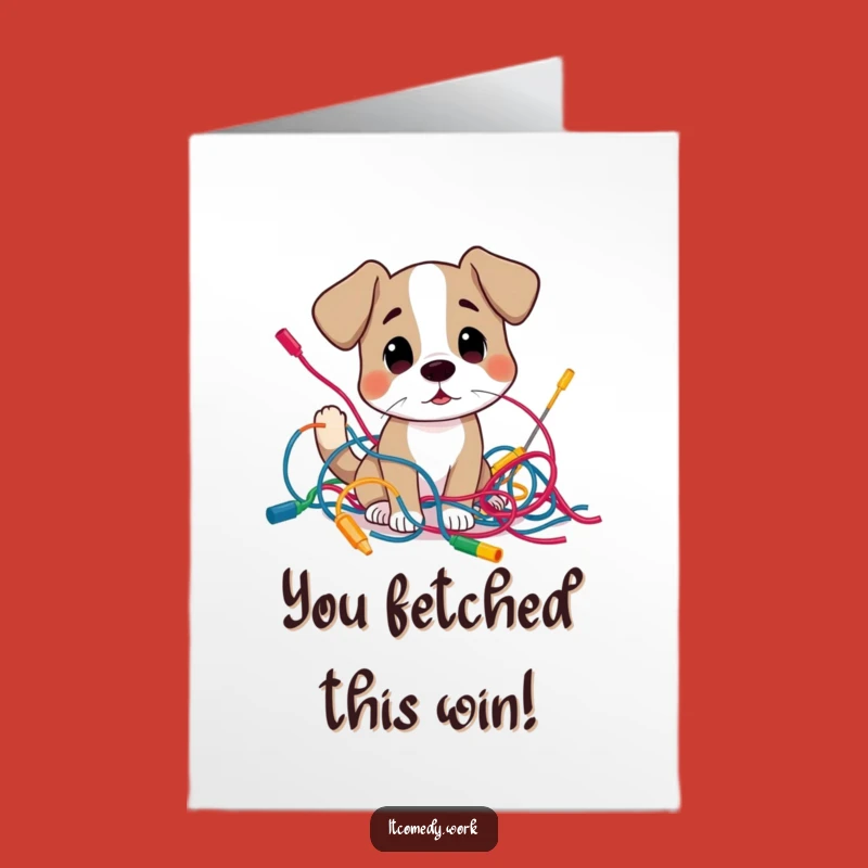 Free Printable Congrats Card: Dog's Solution Found - Funny Downloadable Gift