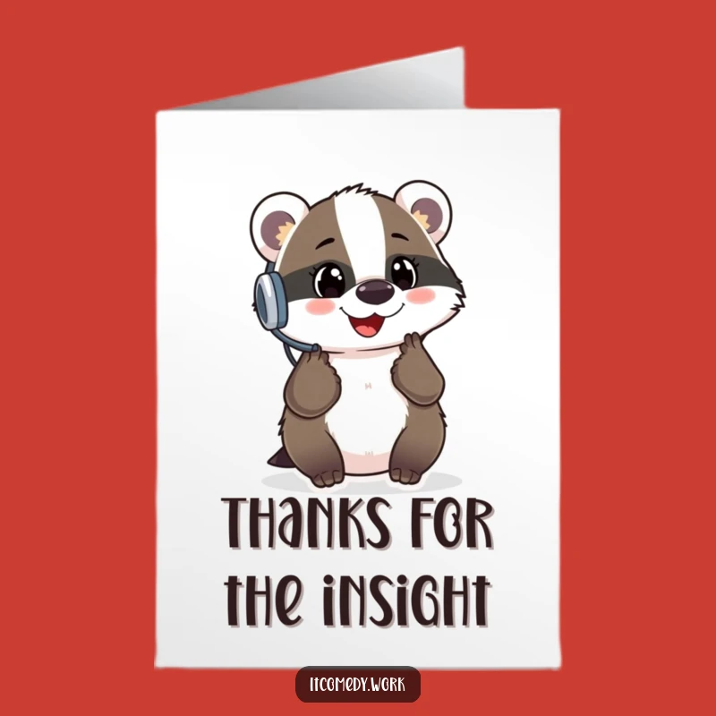 Free Printable Badger Thank You Card: Inquiry Gratitude Downloadable Gift for Help